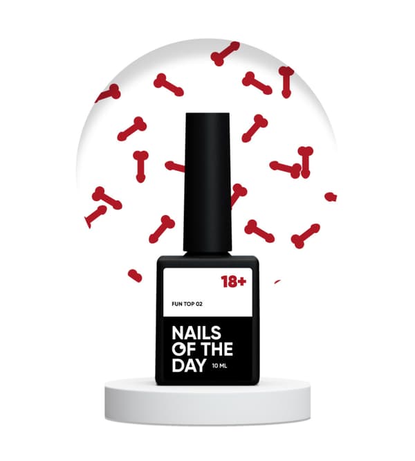 NAILSOFTHEDAY Kul! topp 02 - topp med röda element utan klibbigt lager, 10 ml