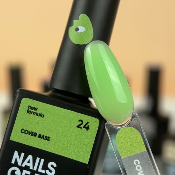 NAILSOFTHEDAY Cover base NY 24 - semi-transparent limegrøn hybrid base, 10 ml