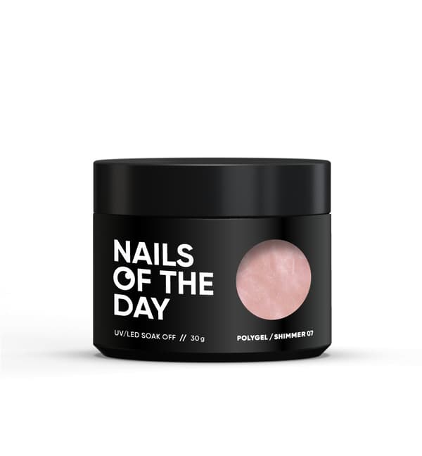 NAILSOFTHEDAY Polygel shimmer 07 - rosa nude akryl gel med glitter, 30 g