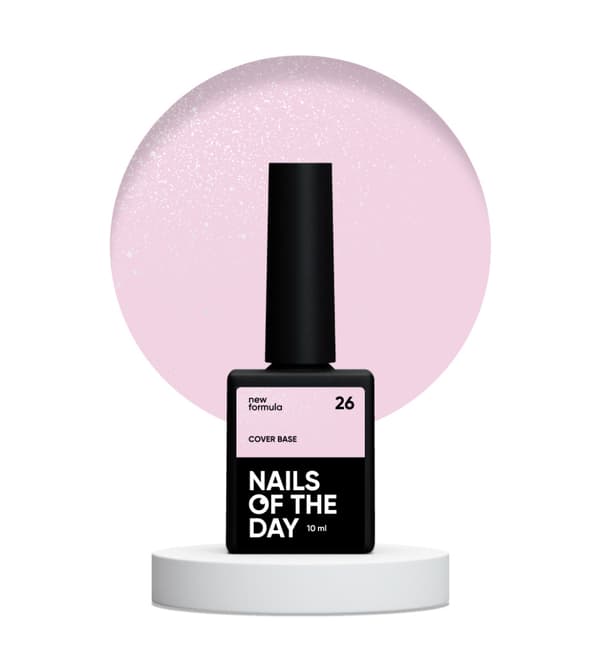 NAILSOFTHEDAY Cover base NY 26 - semi-transparent delikat pink base med sølvpartikler, 10 ml