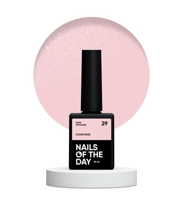 NAILSOFTHEDAY Päällyspohja UUSI 29 - puoliläpinäkyvä herkkä vaaleanpunainen pohja hopeahiukkasilla, 10 ml