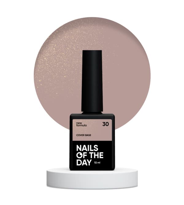 NAILSOFTHEDAY Cover base NY 30 - semi-transparent naturlig-nøgen base med guldpartikler, 10 ml