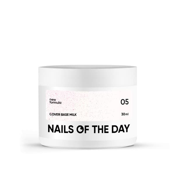 NAILSOFTHEDAY Dækbund NY Milk 05 - semi-transparent mælkeagtig base med pink glitter, 30 ml