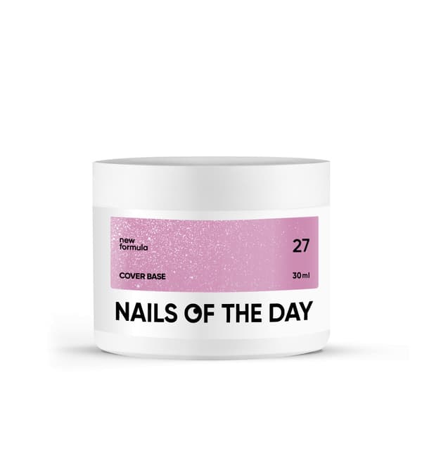 NAILSOFTHEDAY Täckbotten NYHET 27 - halvtransparent rosa bas med silverglitter, 30 ml