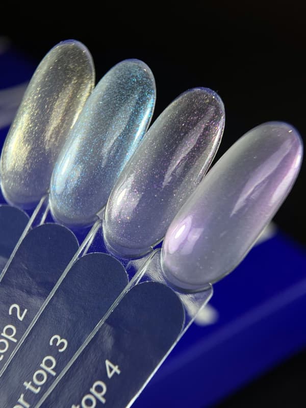 TOUCH Mirror top 02 - blå hybrid top med perle og glitter, 13 ml