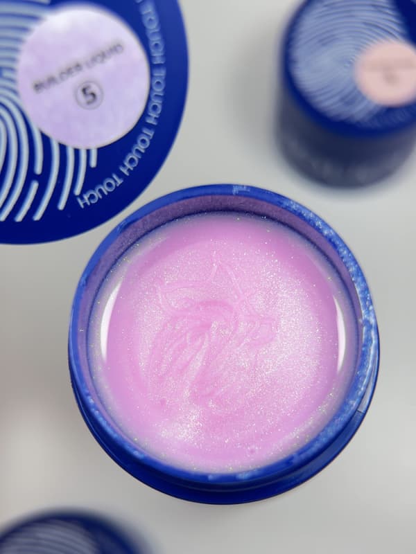 TOUCH Builder liquid 05 - rosa med glitter, stark gel med flytande konsistens, 15 ml