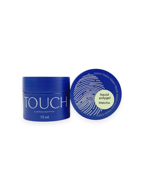 TOUCH Flytande polygel Matcha - dämpad grön halvtransparent flytande akrylgel, 15 ml