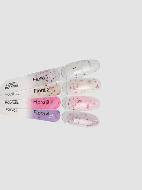 TOUCH Flora flytande polygel 04 - lila flytande akrylgel med torkade blommor, 15 ml