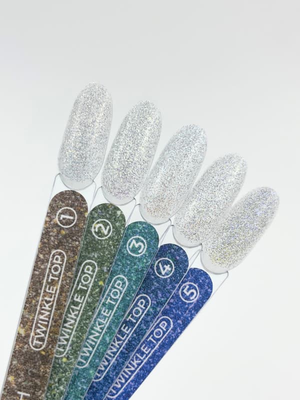 TOUCH Twinkle top 04 - sølvblå top med reflekterende partikler, 13 ml