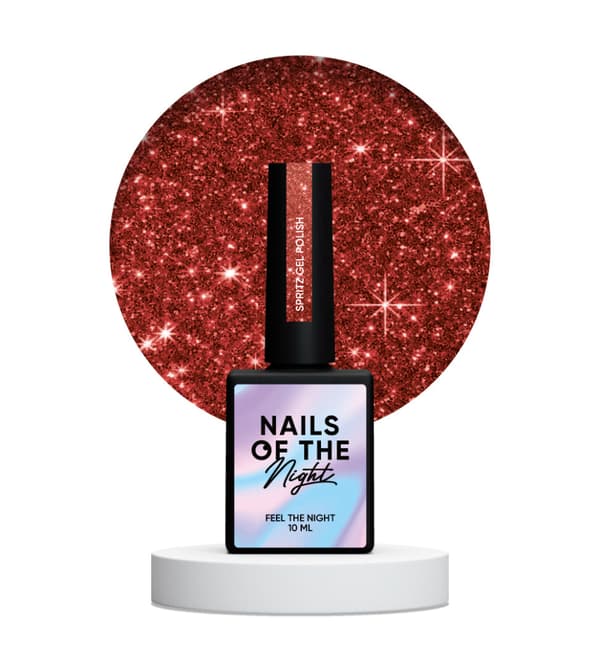 NAILSOFTHENIGHT Spritz - knaldrød hybrid neglelak med reflekterende partikler, 10 ml