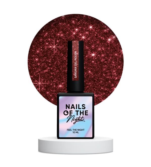 NAILSOFTHENIGHT Sangria - punainen hybridikynsilakka heijastavilla hiukkasilla, 10 ml