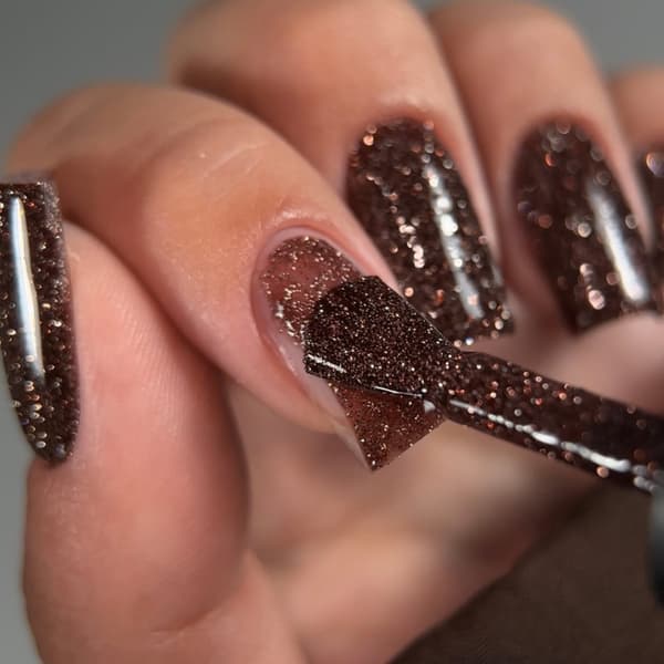 NAILSOFTHEDAY Kuukauden väri Joulukuu 2024 Basilisk - ruskea hybridilakka heijastavilla hiukkasilla, 10 ml