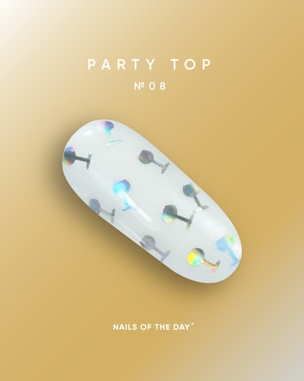 NAILSOFTHEDAY Festtop 08 - gennemsigtig top med holografiske glas, uden klæbrig lag, 10 ml.