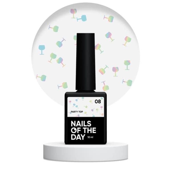NAILSOFTHEDAY Festtop 08 - gennemsigtig top med holografiske glas, uden klæbrig lag, 10 ml.
