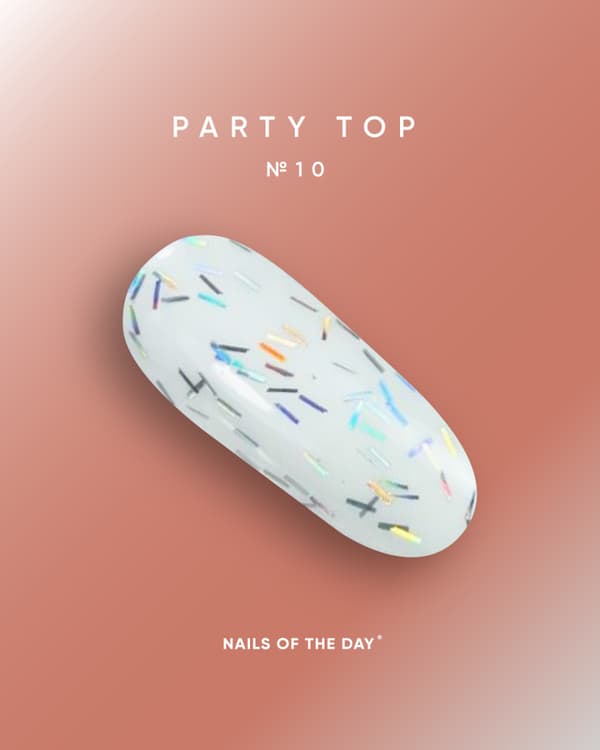 NAILSOFTHEDAY Party topp 10 - transparent topp med holografiska element, inget klibbigt lager, 10 ml.