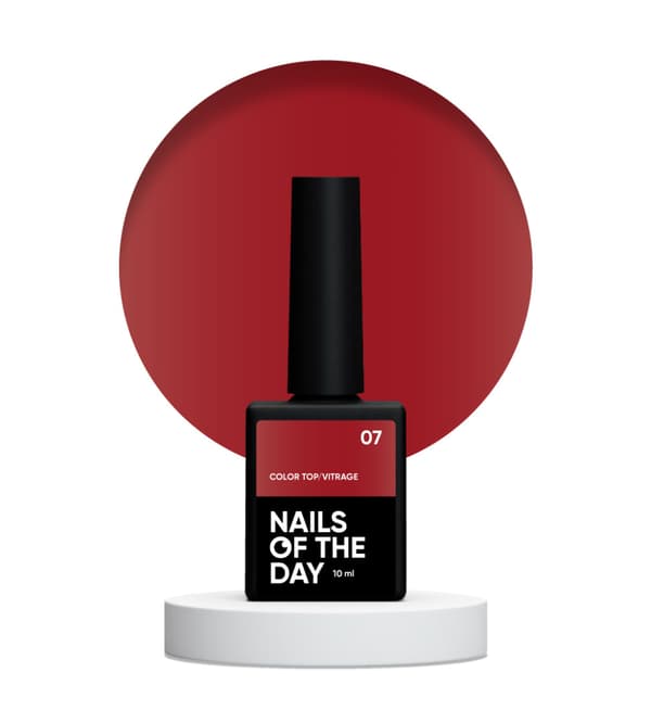 NAILSOFTHEDAY Färg topp Vitrage 07 - målat glas röd hybrid topp utan klibbigt lager, 10 ml