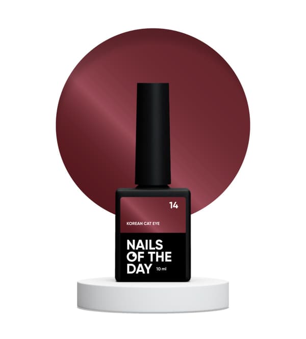 NAILSOFTHEDAY Koreansk katteøje 14 - rød hybrid neglelak med "cat eye" effekt, 10 ml