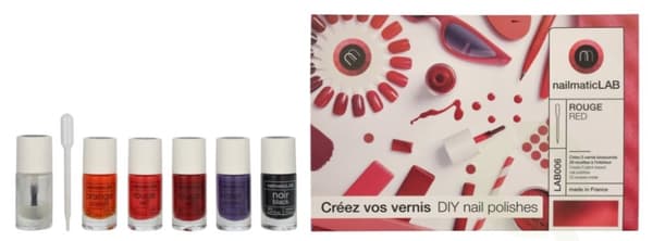 Nailmatic Nail Polish Set 52.5 ml Red - 5x Nail Polish 8ml/5x Pre-Filled Mxing Base/10 Pipettes/5 Labels/1 Booklet With 20 Recipes/5x Mixing Bases 2,5