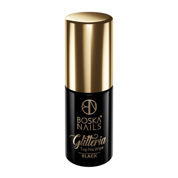 BOSKA NAILS Hybrid Top No Wipe Glitteria SORT - 6ml