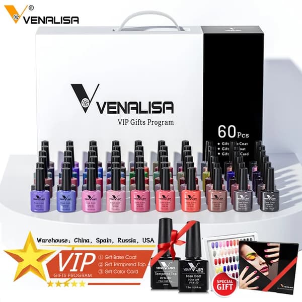 Gel nagellack, full täckning, glitterfinish, VIP 60 färg