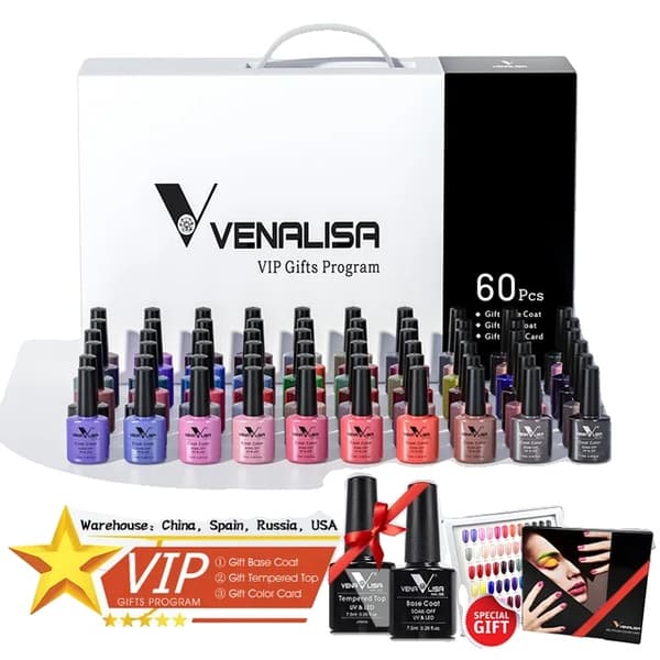 Gel nagellack, full täckning, glitterfinish, VIP 60 färg