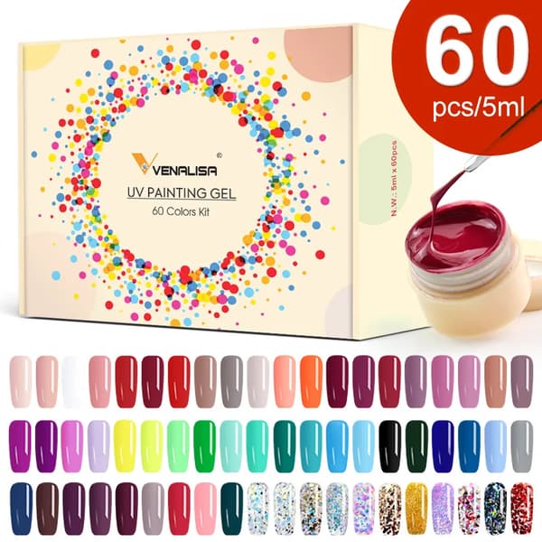 Nail Art Gel Sæt, 30 Farvevalg, Fuld Dækning Cremet Formel, Blå