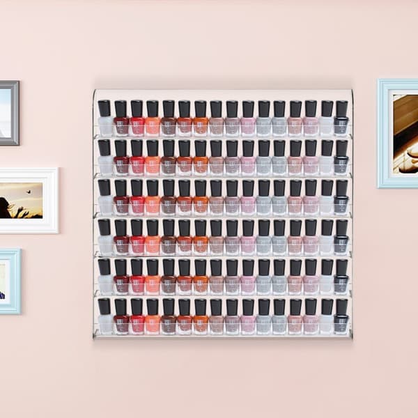 Akryl Nagellack Displayställ, Väggmonterat, Rymmer 96 Flaskor, Elegant Transparent Design