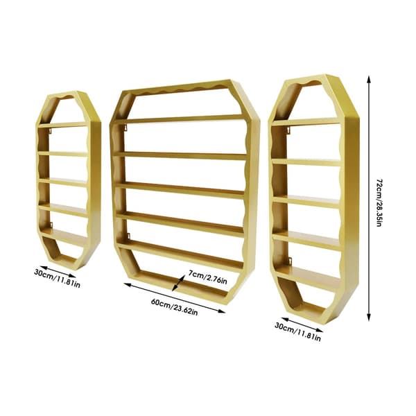 Nail Polish Wall Rack, Moderni Oktaalinen Muotoilu, Korkea Kantokyky 10kg,Kulta