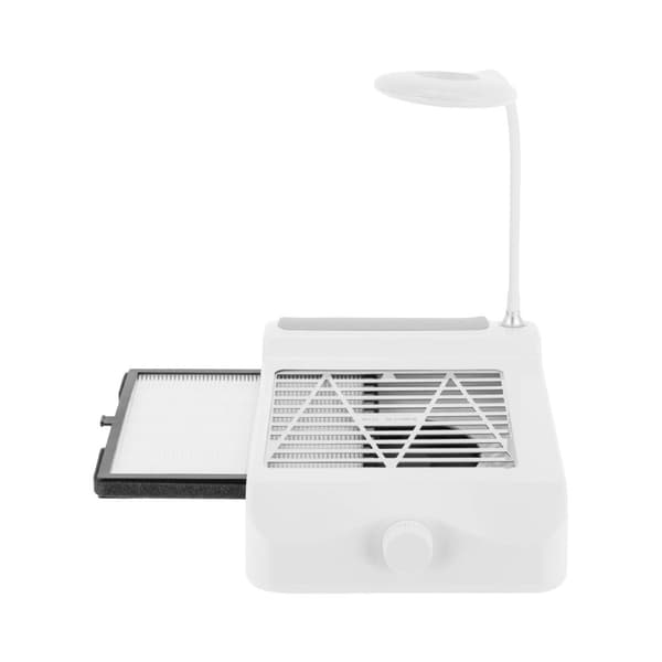 Ledningsdrevet Elektrisk Neglestøvsuger, 40W Ventilator, 360° Justerbart LED Lys,HVID