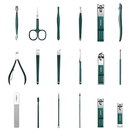 UNIQ 18-i-1 Manicure / Grooming Sæt til negle, fødder, ansigt - Mørkegrøn