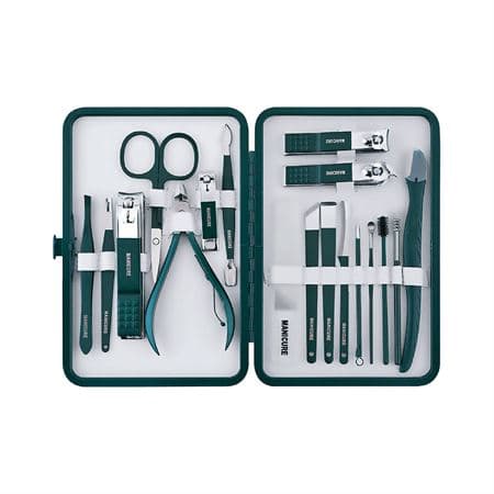 UNIQ 18-i-1 Manicure / Grooming Sæt til negle, fødder, ansigt - Mørkegrøn