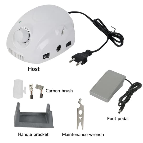 Elektrisk Nagelborre, Justerbar Hastighet upp till 35000 RPM, Ergonomisk Design,EU, VIT