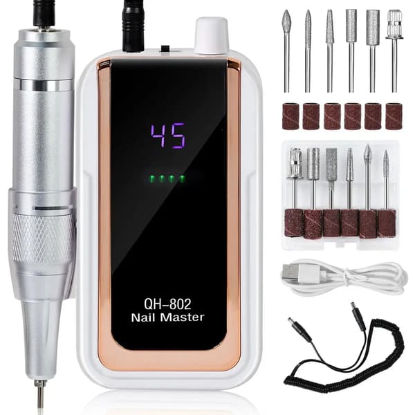 Nagelborstmaskin, 45000RPM variabel hastighet, 2400mAh batteri, 10 timmars arbetstid,VIT