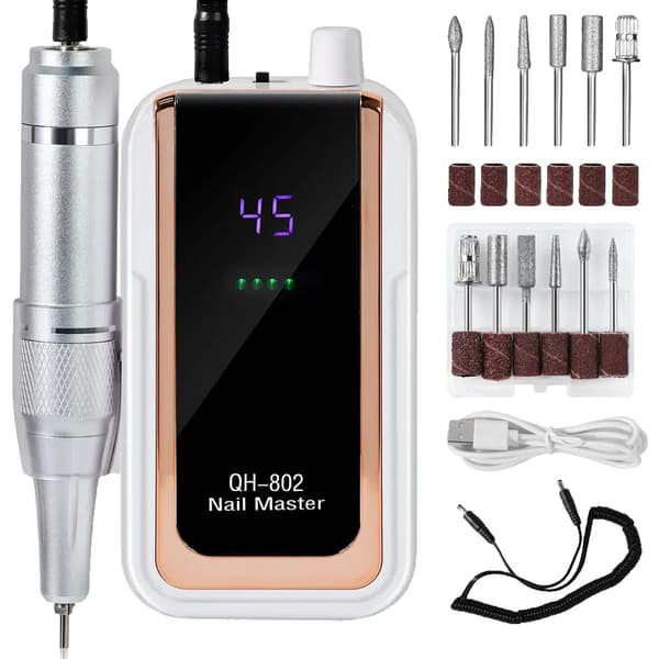 Nagelborstmaskin, 45000RPM variabel hastighet, 2400mAh batteri, 10 timmars arbetstid,VIT