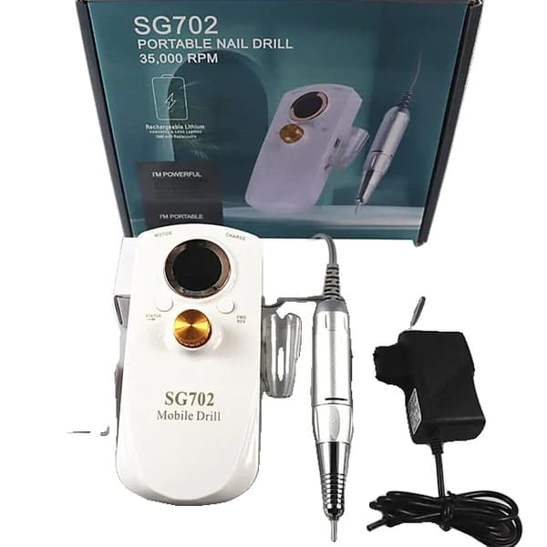 Bærbar Neglebor Maskine, Genopladelig, 35000RPM, 702 hvid