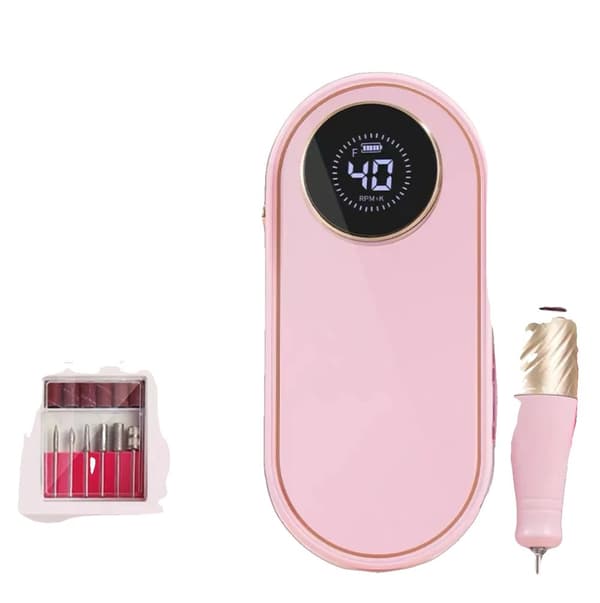 Neglepoleringsmaskine, 0-40000 RPM, 12 timers driftstid, 2000mAh batteri,pink
