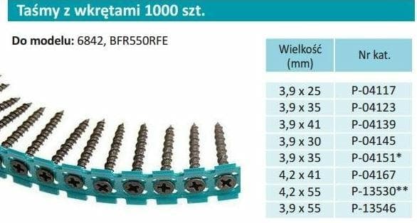 MAKITA TAPE MED SKRUER 3,9x25mm TIL METAL