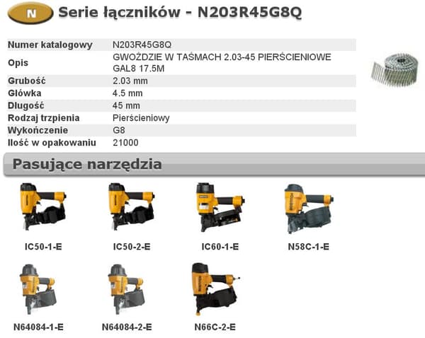 BOSTITCH SØM I BÅND N55 2,03-45 RINGGALVANISERET G8 21.000 stk.