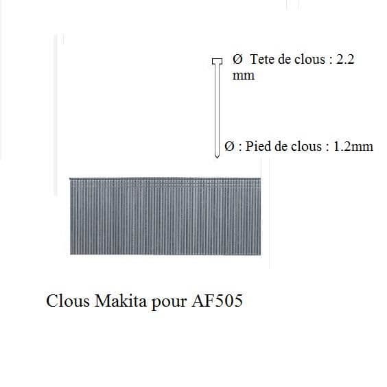 Clous - Makita - AF505 - 5000 enheter - Längd 30 mm - Galvaniserade