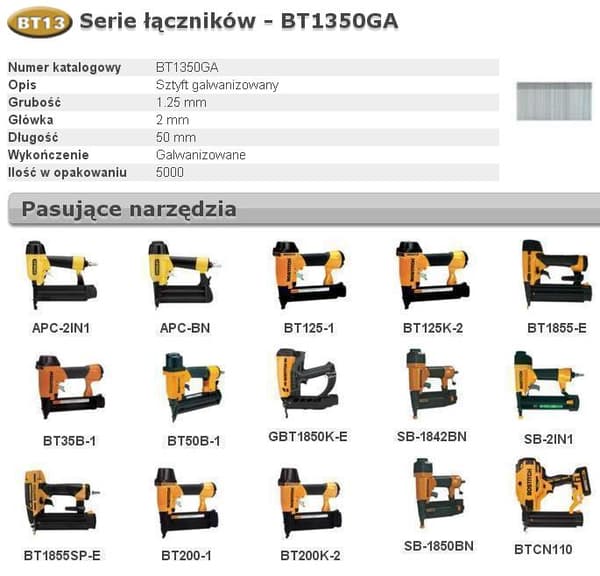 BOSTITCH PINS BT13 50mm 5000 stk.
