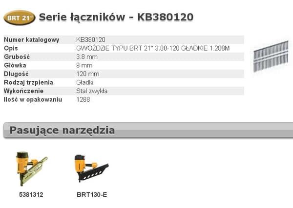 BOSTITCH SØM BRT21 3,80 x 120mm 1288 stk. KB380120