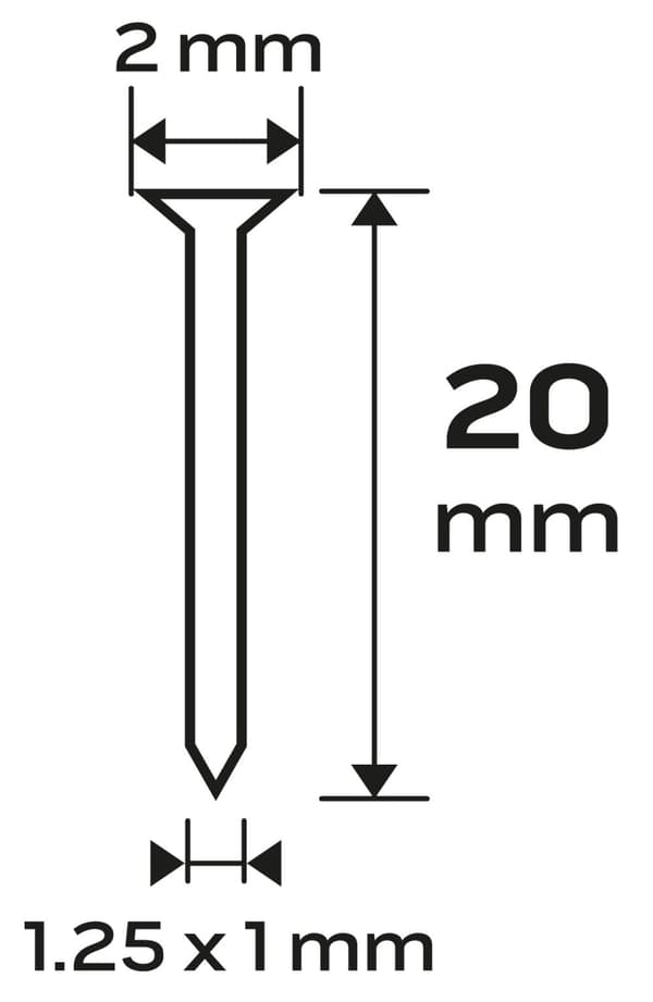 Galvaniserede søm til pneumatisk hæftemaskine (14-570), GA18, Type 300 (F), Længde 20 mm, 4000