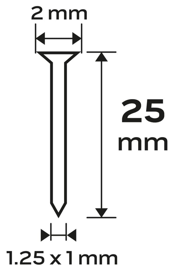 Galvaniserede søm til pneumatisk hæftemaskine (14-570), GA18, Type 300 (F), Længde 25 mm, 4000