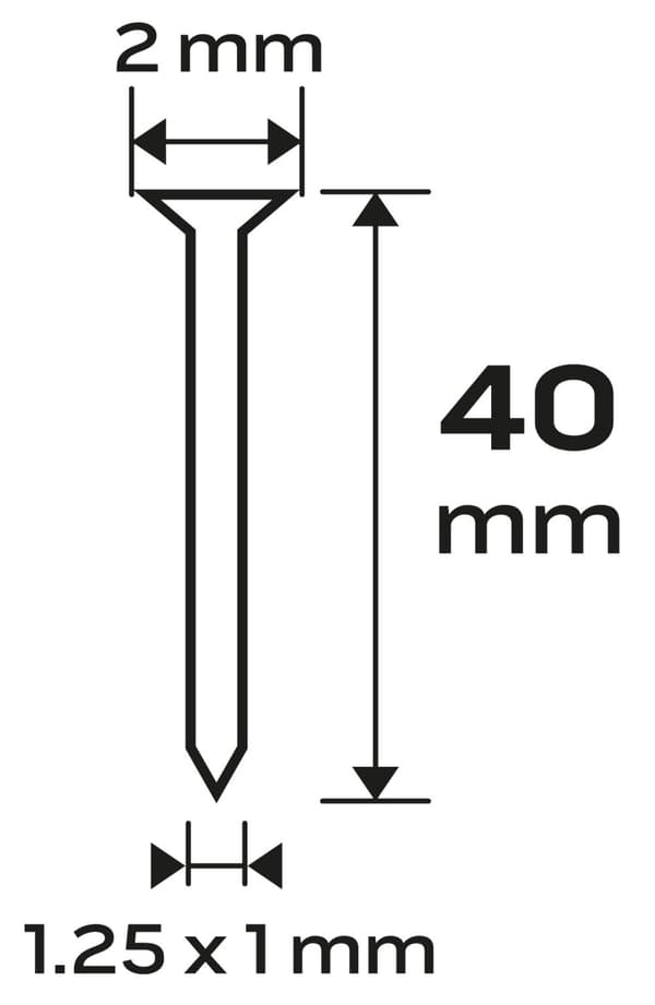 Galvaniserede søm til pneumatisk hæftemaskine (14-570), GA18, Type 300 (F), Længde 40 mm, 4000