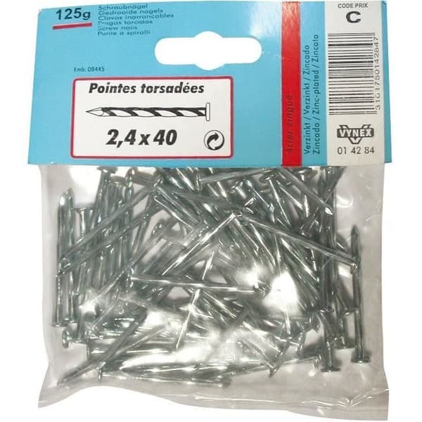 Torsadspets - flat topp - zinkad stål - 3x60 mm