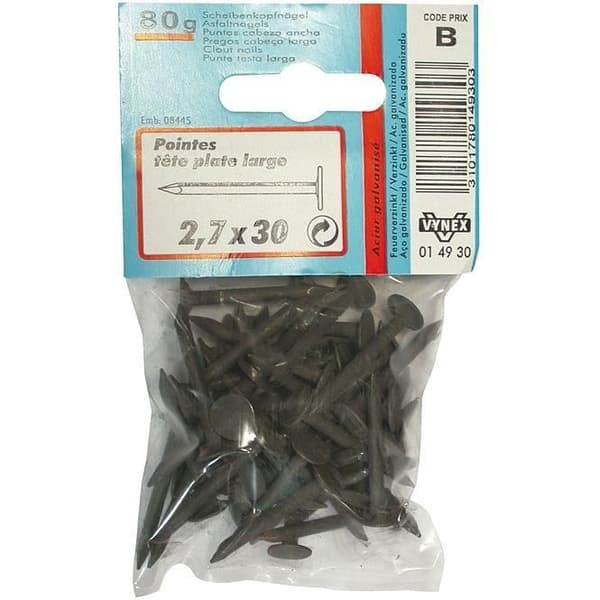 Platt toppspets - VYNEX - 2.7x30 mm - galvaniserat stål