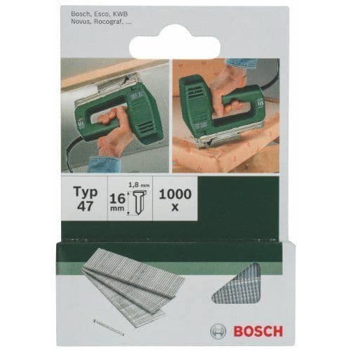 Bosch 2609255809 Set med 1000 häftspik Typ 47 Längd 16 Huvud Bredd 1,8 mm Tjocklek 1,27