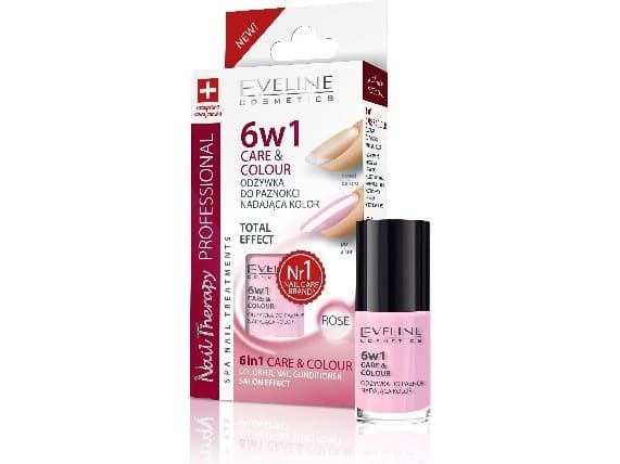 EVELINE - COLORFUL NAIL CONDITIONER CARE &amp; COLOUR NAIL 6 IN 1 - ROSE - 5ml