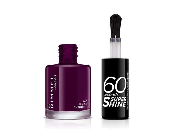 Rimmel 60 Seconds Super Shine, Violetti, Black Cherries, Väritys, 1 kpl, Läpikuultamaton, Sivellin