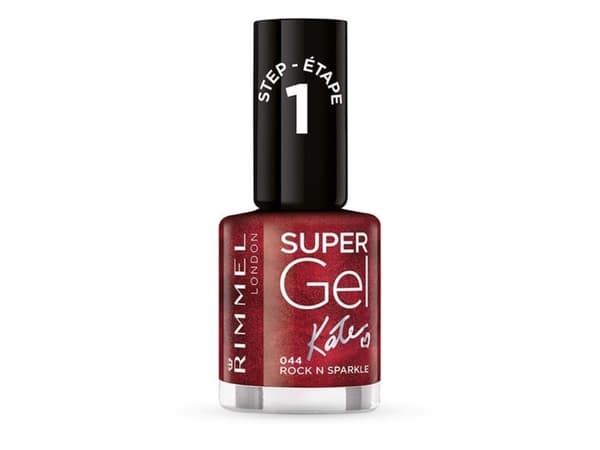 Rimmel Super Gel Nail Polish, 12 ml, Röd, Rock N Sparkle, Färgande, Borsta, List Of Ingredients: Butyl Acetate, Ethyl Acetate, Nitrocellulose, Acetyl
